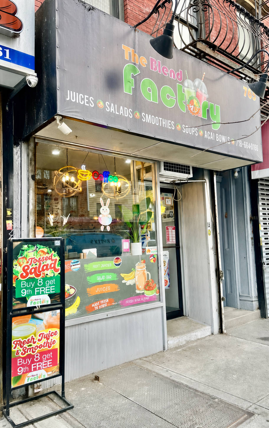 The Blend Factory storefront at 783 Grand Street in Brooklyn